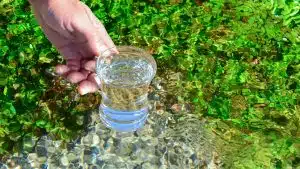 imagem com copo de vidro contendo agua limpa dentro